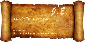 Janák Ervina névjegykártya